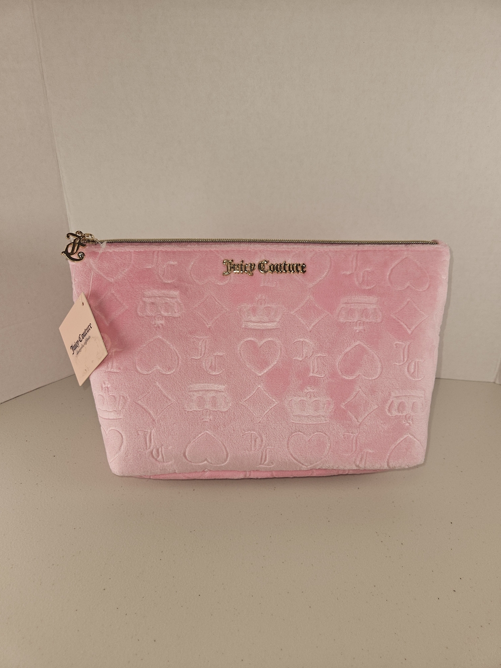 NWT Juicy Couture Pink Velvet Logo Cosmetic Pouch